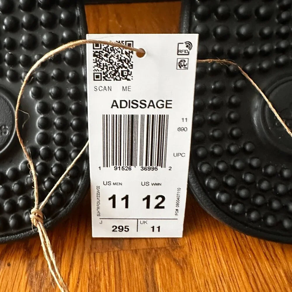 ADDIDAS ADISSAGE MEN'S SLIDES - CORE BLACK / CLOUD WHITE, US MEN 11/12